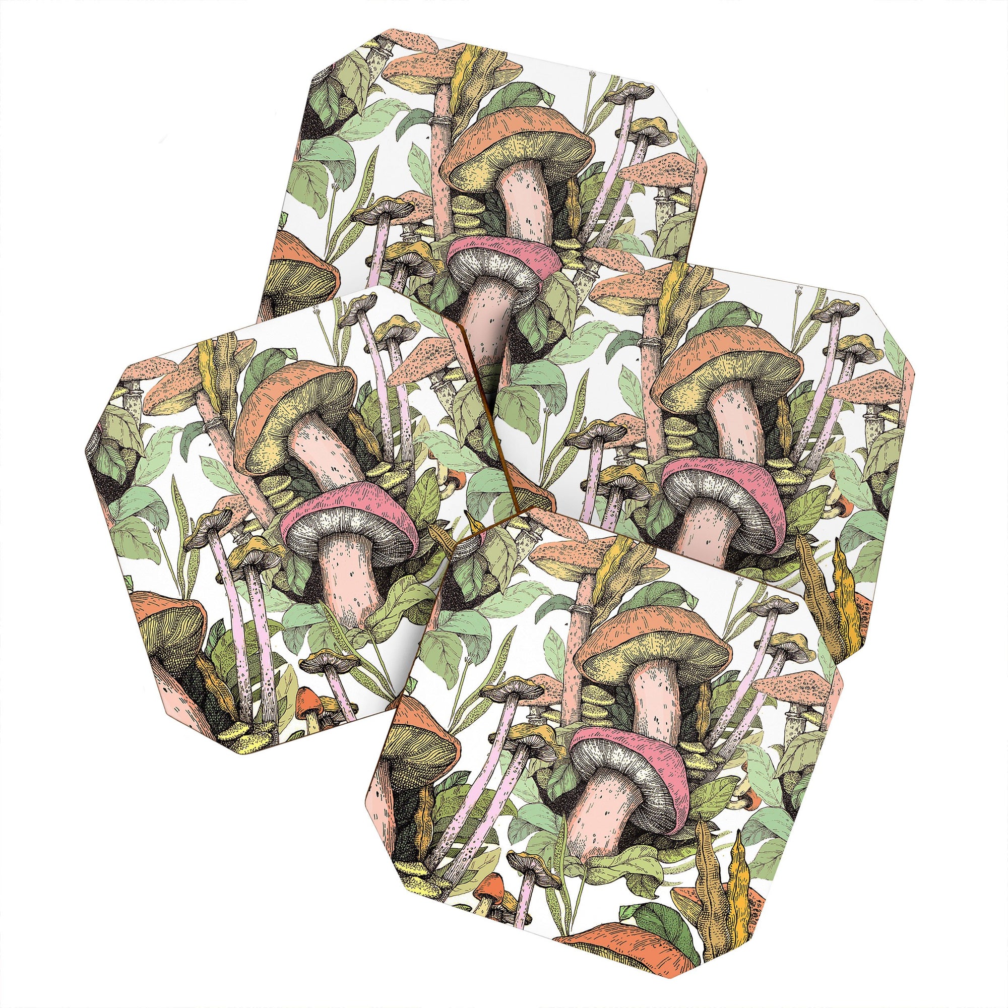 "Ole Wild Mushrooms" 4 Piece Coaster Set (DS)