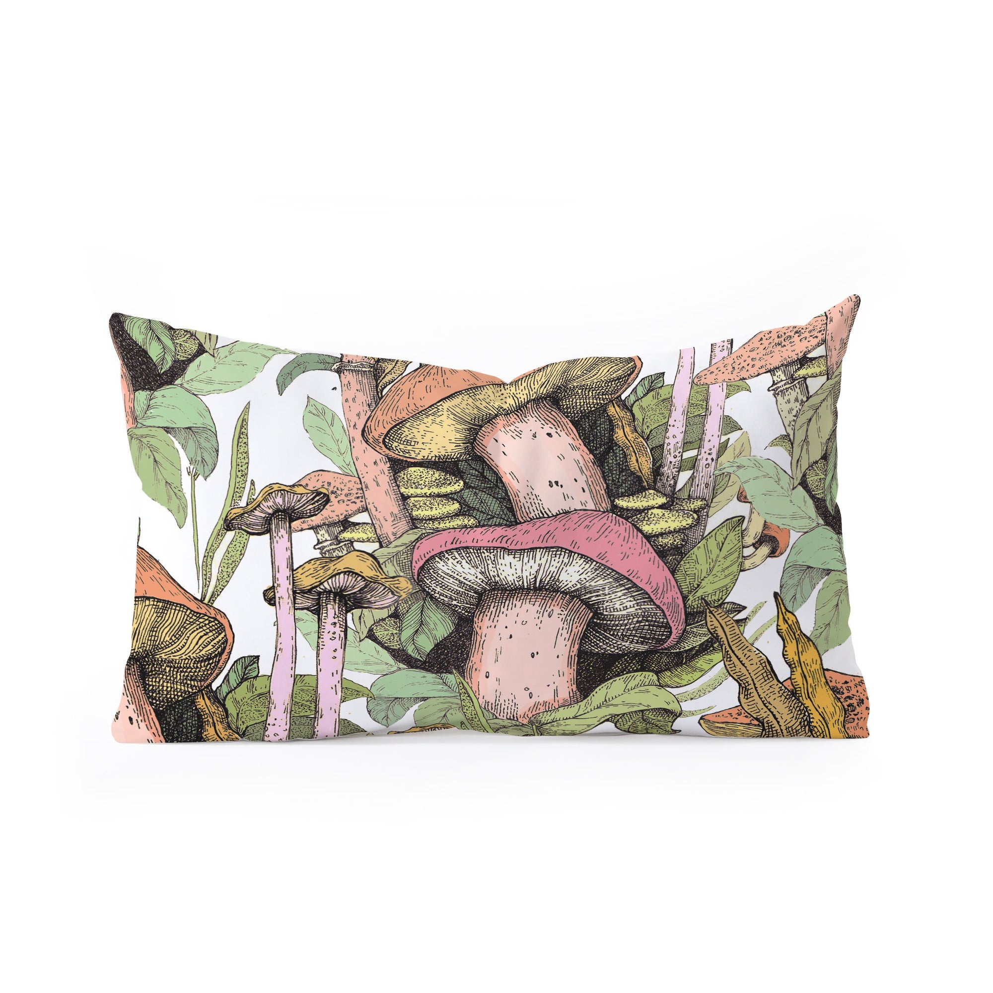 "Ole Wild Mushrooms" Oblong Throw Pillow (DS)