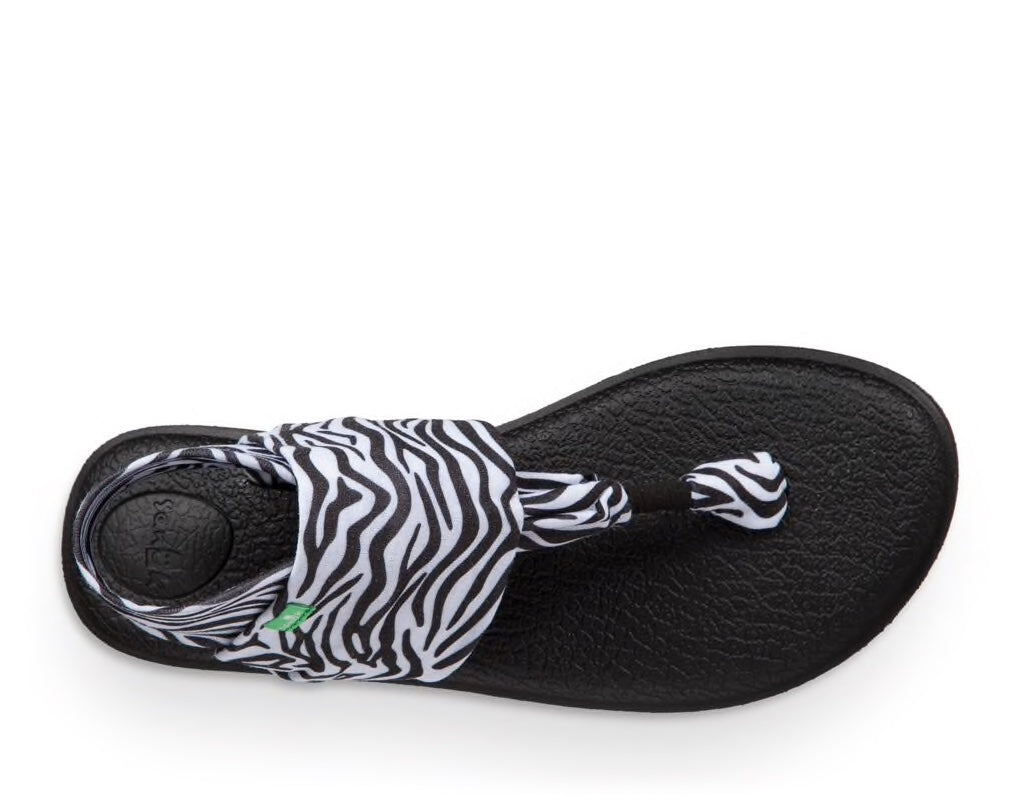 Sanuk Womens Size 10 Flip Flop Sandals Brown White Zebra Animal Print Wedges
