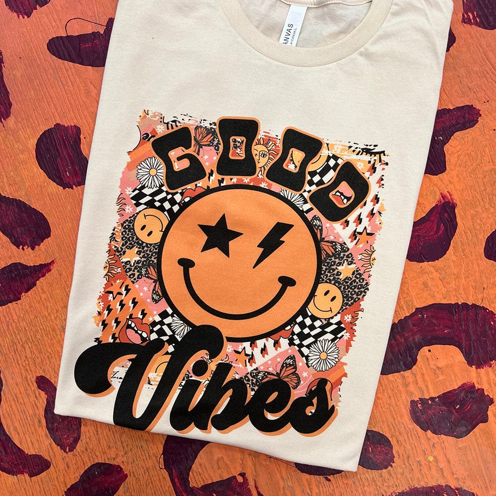 Groovy Good Vibes Graphic Tee (made 2 order) LC