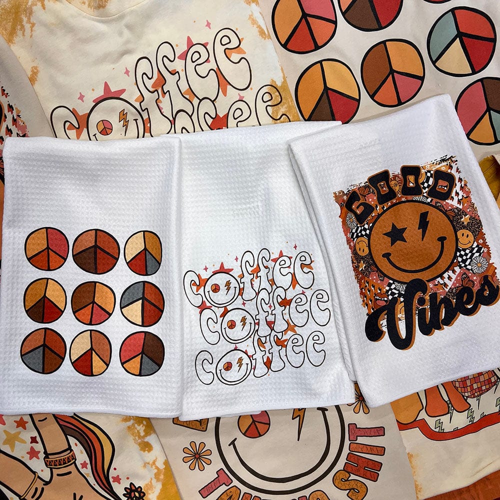 Groovy Peace Signs Waffle Weave Decorative Hand Towel (DS) LC