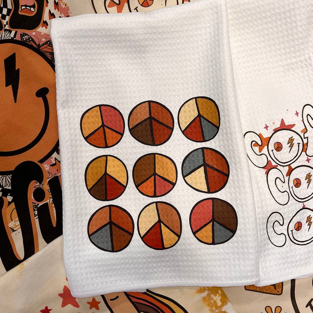 Groovy Peace Signs Waffle Weave Decorative Hand Towel (DS) LC