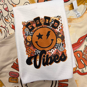 Groovy Good Vibes Waffle Weave Decorative Hand Towel (DS) LC