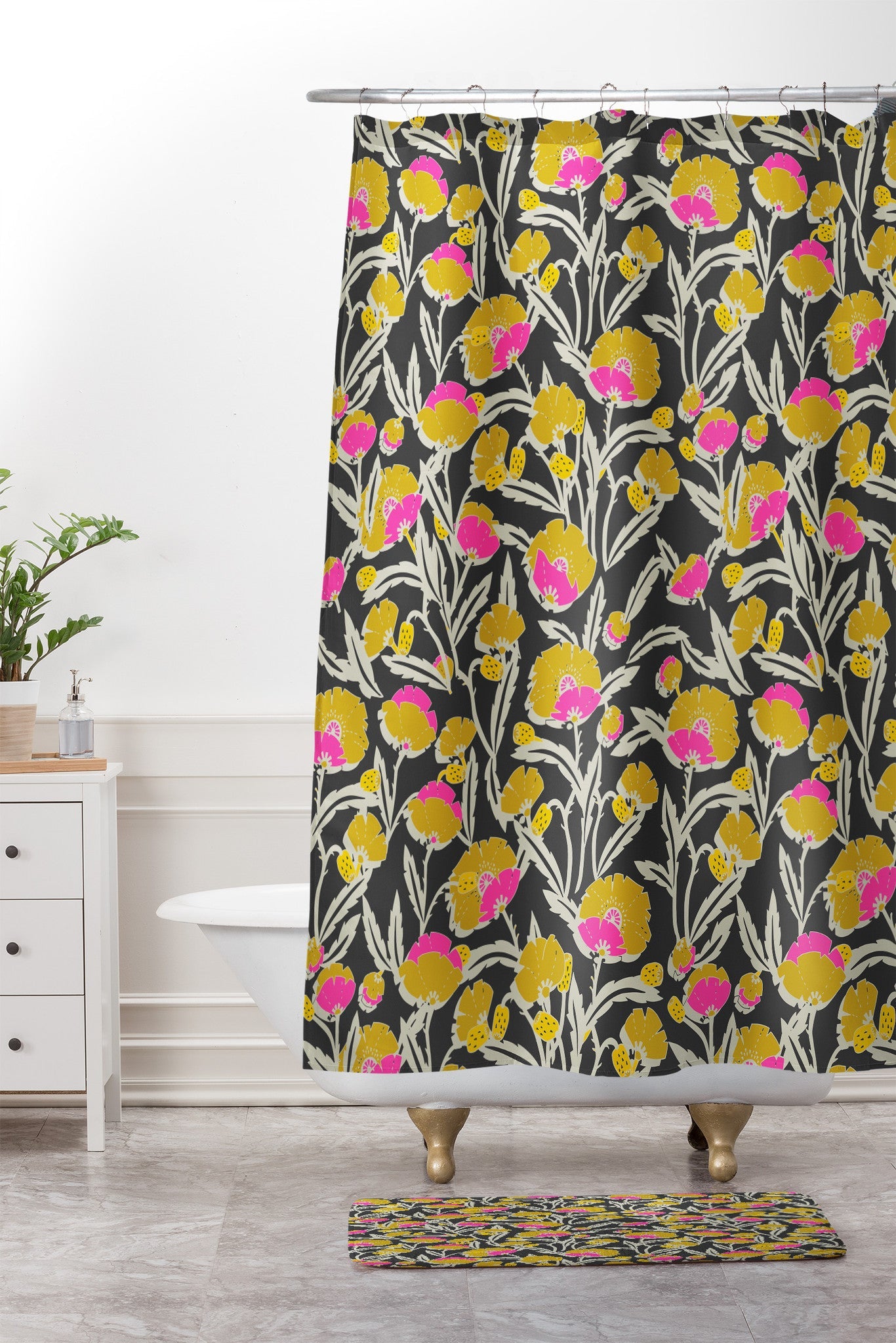 Zebrini Mambo Floral Shower Curtain (DS) DD