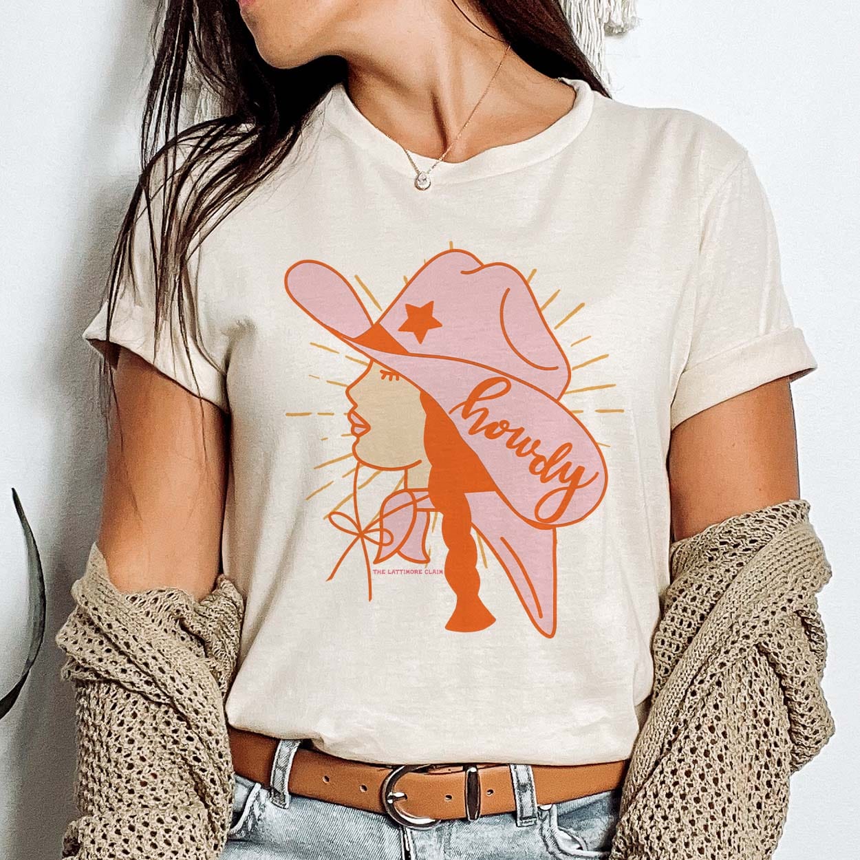 Howdy Cowgirl Hat Graphic Tee (made 2 order) LC