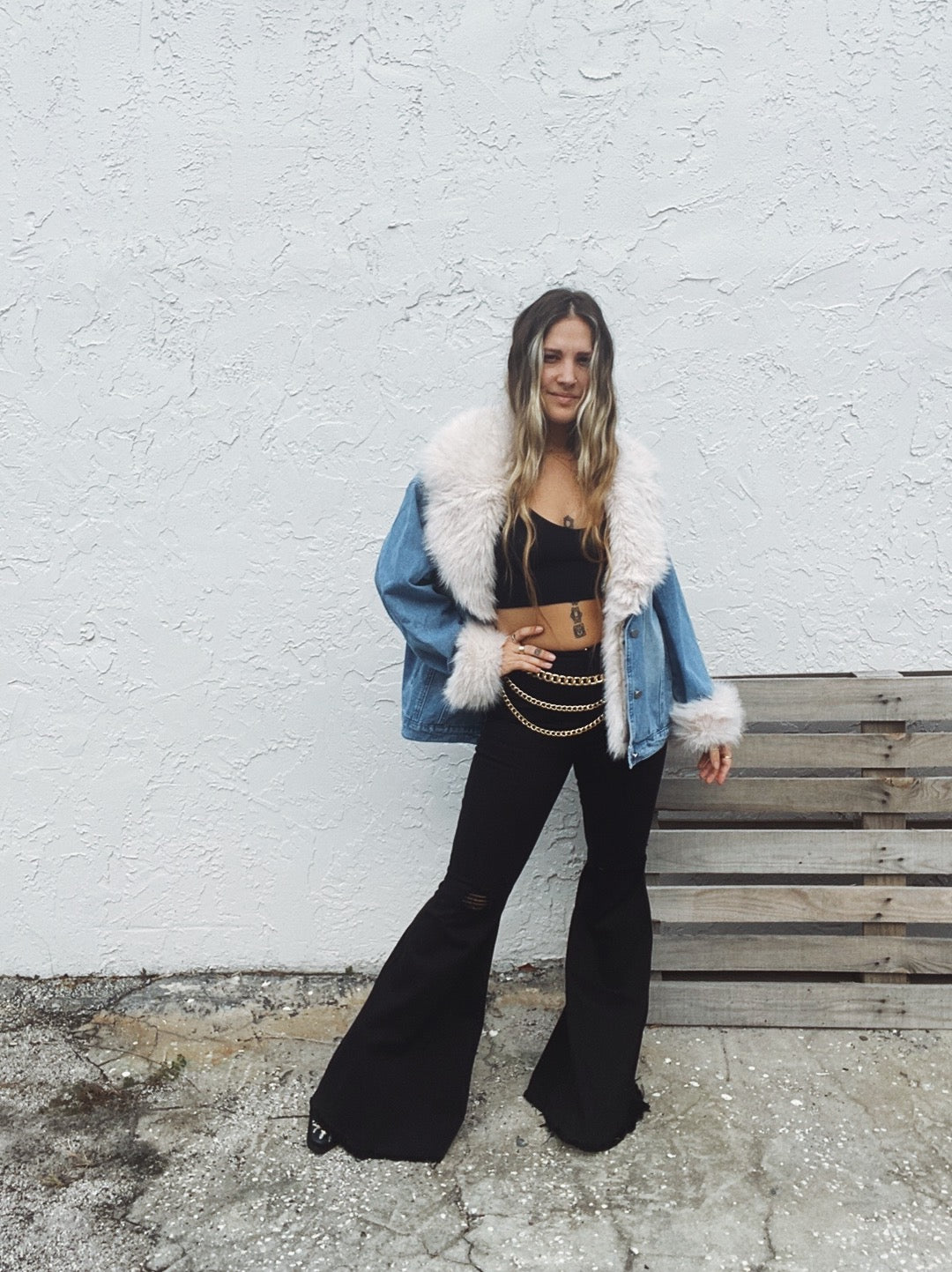 Sugar Momma Fur Trim & Denim Jacket - Lil Bee's Bohemian