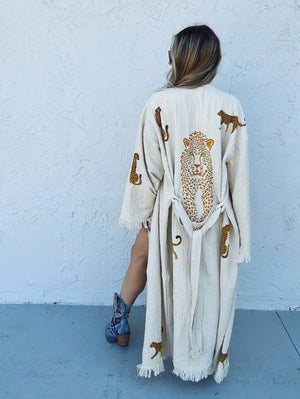 Can't Be Tamed One Of A Kind Hand Painted Leopard Kaftan Robe ~ MADE TO ORDER