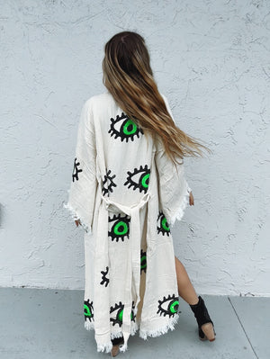 All Seeing Eye One Of A Kind Hand Painted Evil Eye Kaftan Robe ~ MADE TO ORDER