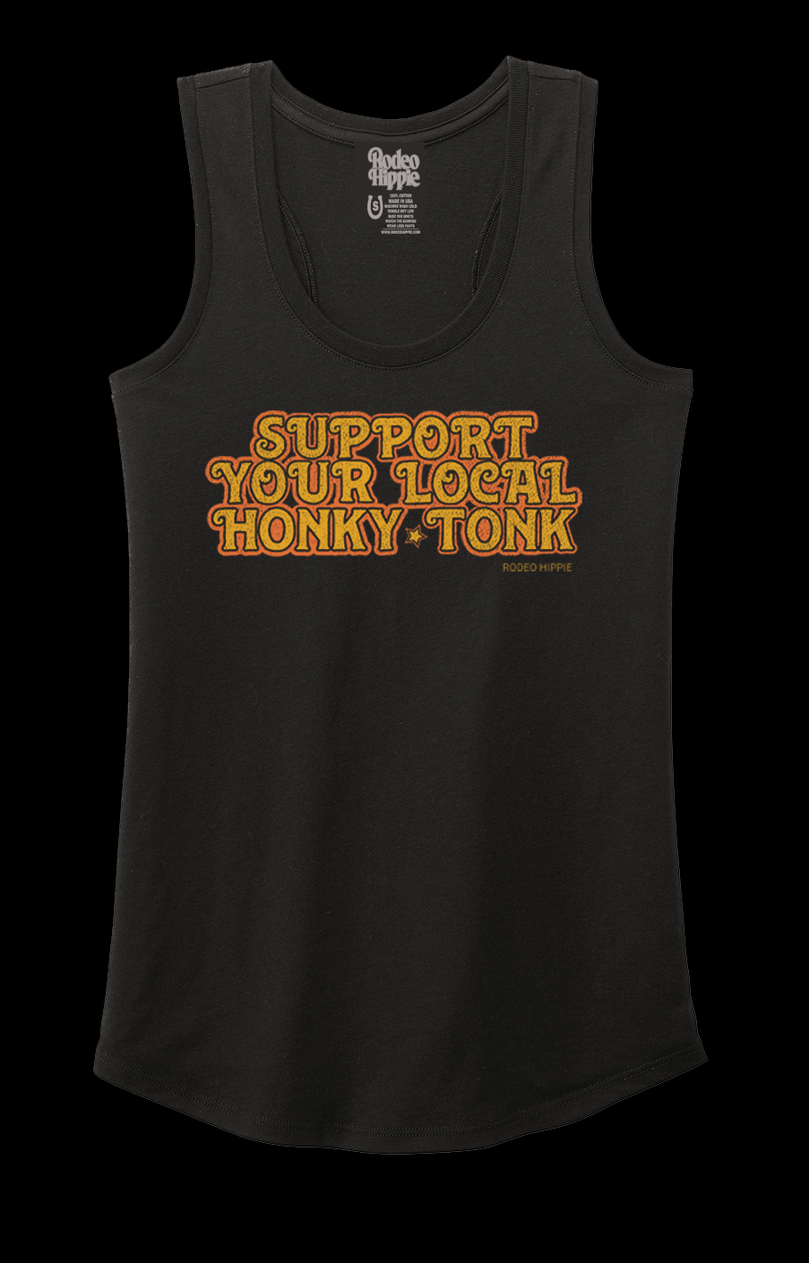 Support Your Local Honky Tonk Black Graphic MUSCLE TANK Top (made 2 order) RH