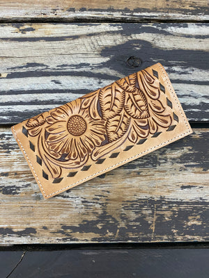 Sunflower Fields Tooled Leather Wallet