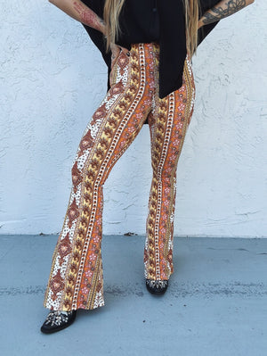 Come & Get It Boho Floral Print Flare Pants - Lil Bee's Bohemian