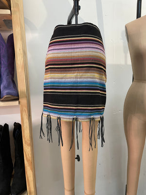 Serape Black Fringe Skirt ~ Size L ~ Queen Bee’s Closet #878