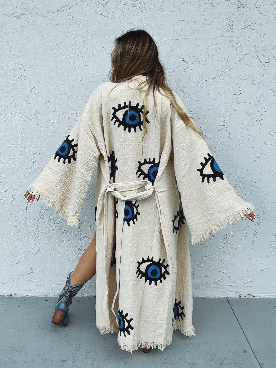 All Seeing Eye One Of A Kind Hand Painted Evil Eye Kaftan Robe ~ MADE TO ORDER