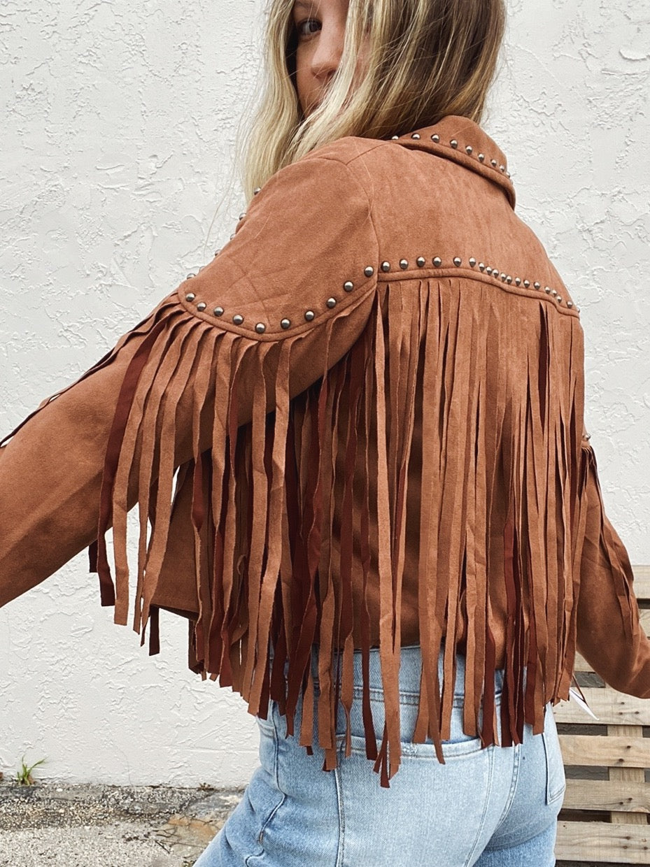 Honky Tonk Studded Suede Fringe Jacket