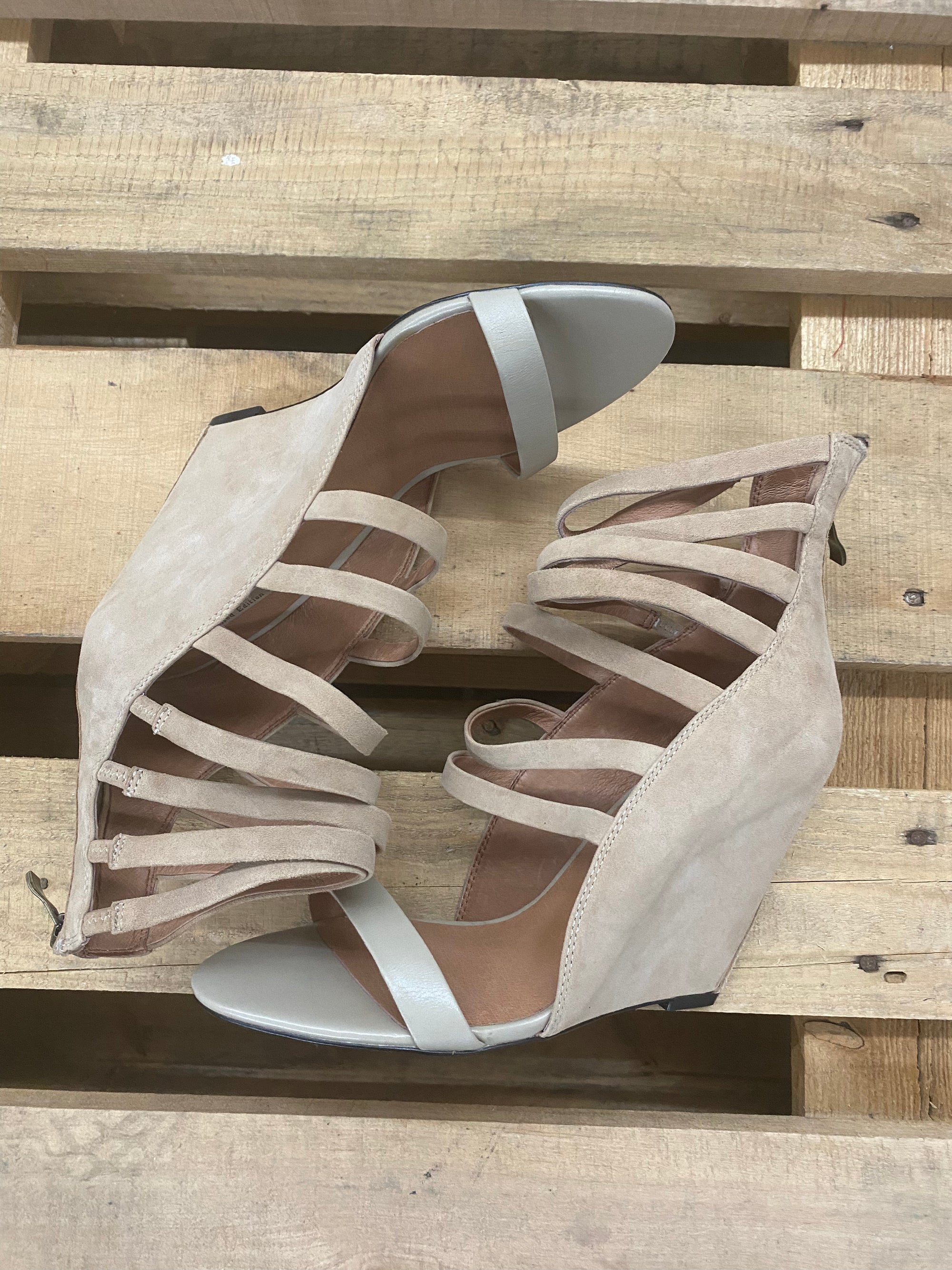 Taupe Strappy Suede Heels ~ Size 11 ~ Queen Bee’s Closet #596