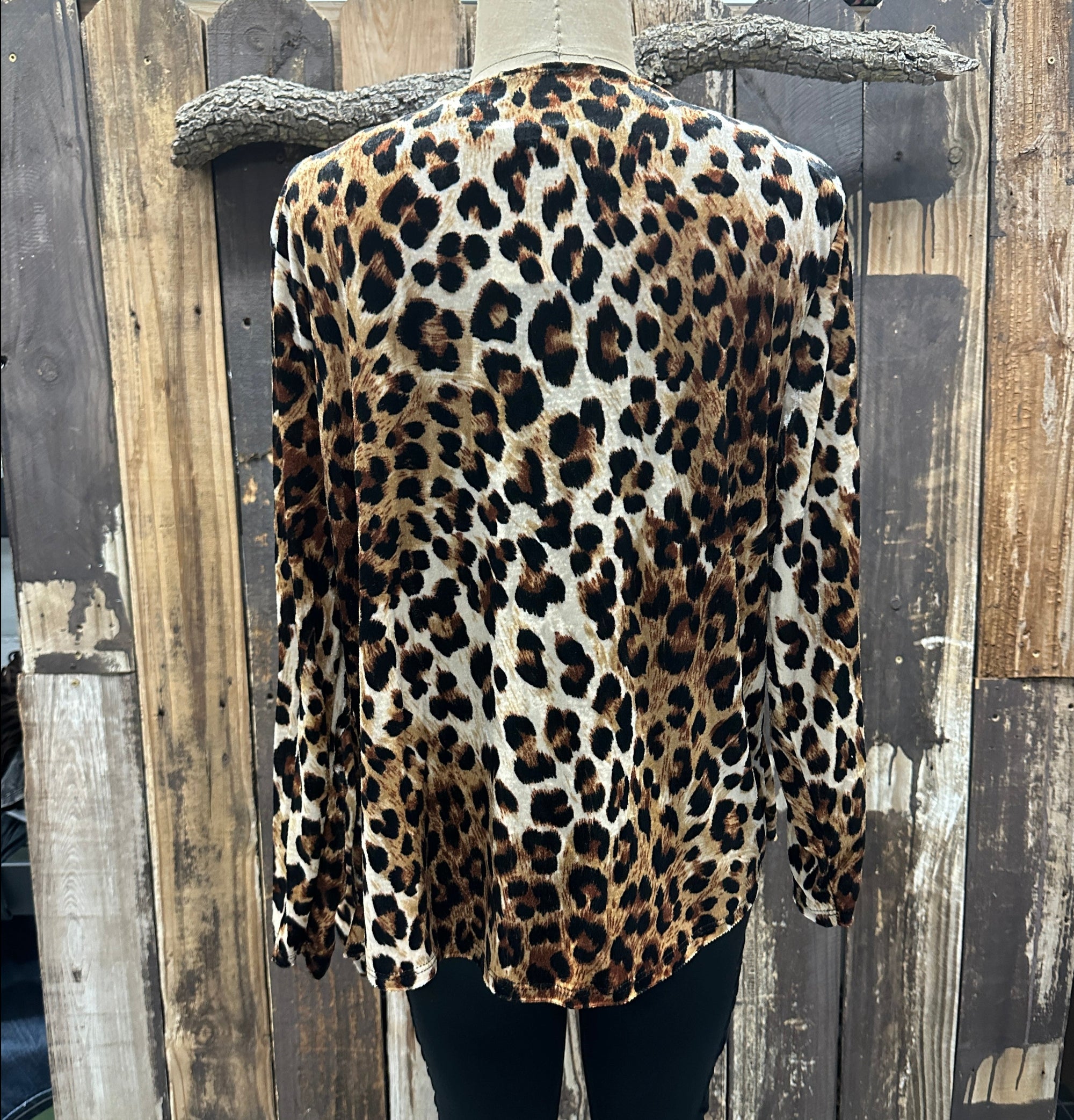 Lil Bee's Bohemian Leopard Print Velvet Cardigan ~ Size XL, 2XL, & 3XL ~ Queen Bee’s Closet #853