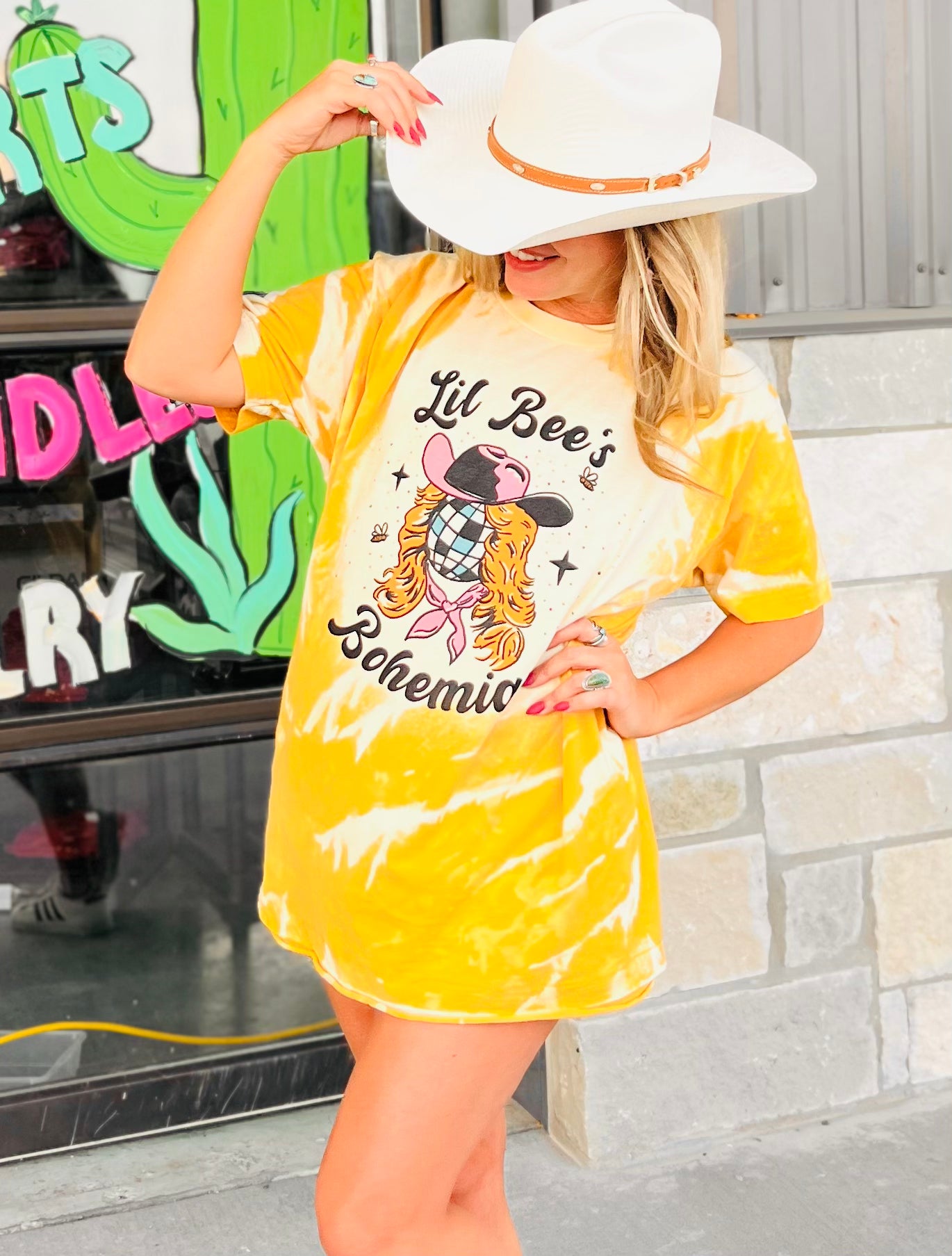 Lil Bee's Bohemian Disco Cowgirl Logo Graphic Tee (made 2 order) LC