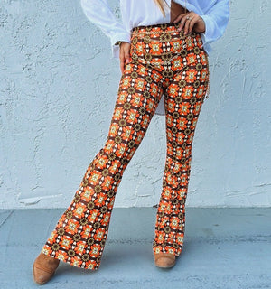 Solid Red Bell Bottoms, Flared Pants, Retro Bell Bottoms, Knit