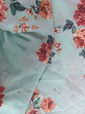Mint Blue Floral Pattern Kimono ~ Size M  ~ Queen Bee’s Closet #674