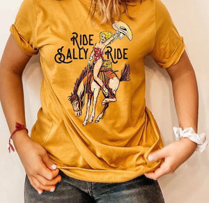 Ride Sally Ride Mustard Graphic Tee (made to order) LC