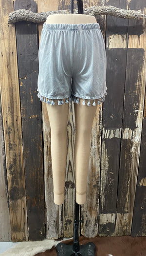 Mineral Wash Light Grey Pom Shorts~ Size S ~ Queen Bee’s Closet #623