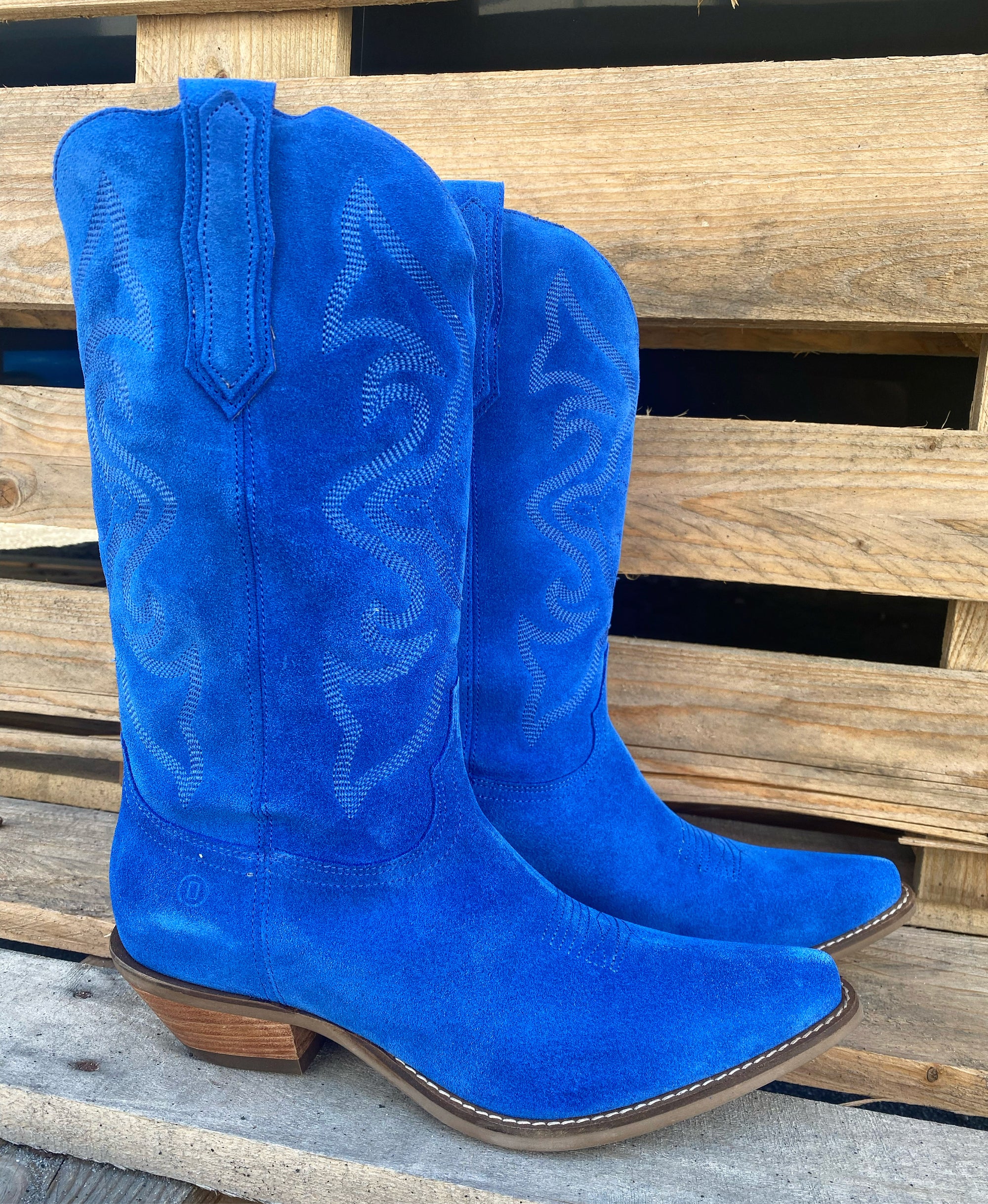 Homeward Bound Electric Cobalt Blue Suede Boots (DS) - BACKORDER 3/10/24