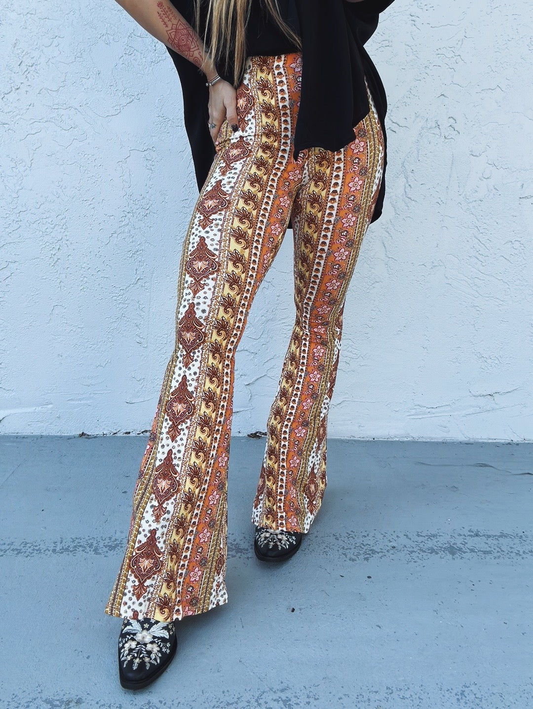 Come & Get It Boho Floral Print Flare Pants - Lil Bee's Bohemian