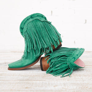 Spitfire Turquoise Leather Snip Toe Cowgirl Booties