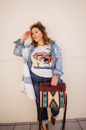 "Ole Koopa Troopa Bleached" Acid Washed Denim Button Up Shirt Dress &/or Duster Jacket ~ FINAL SALE