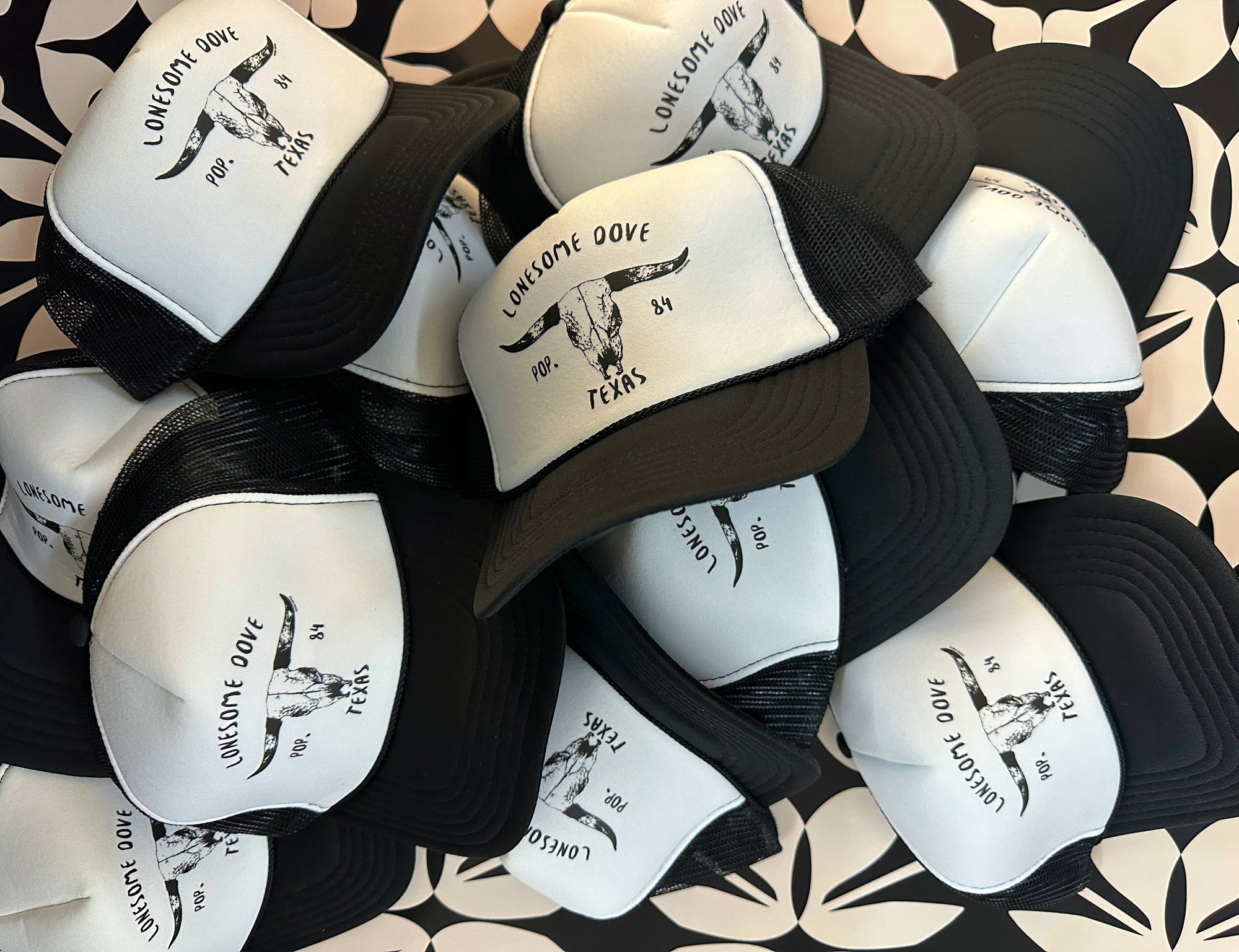 Lonesome Dove White/Black Snap Back Trucker Hat