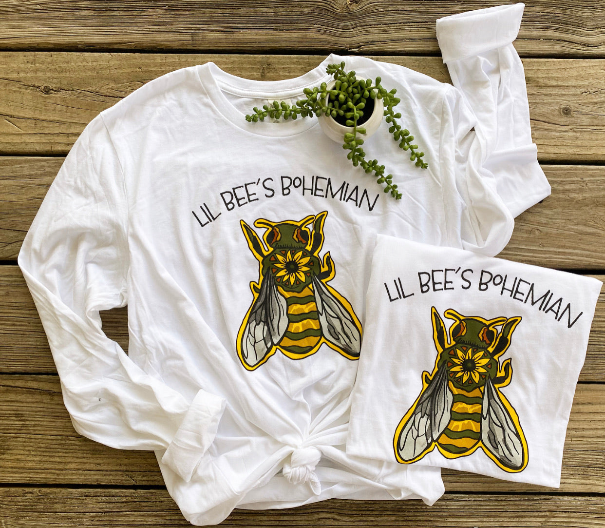 Hive Tribe Lil Bee's Bohemian Bumble Bee Logo Graphic Tee