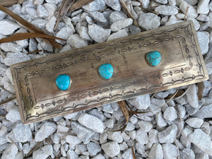 J. Alexander Three Turquoise Stone Long Stamped Box