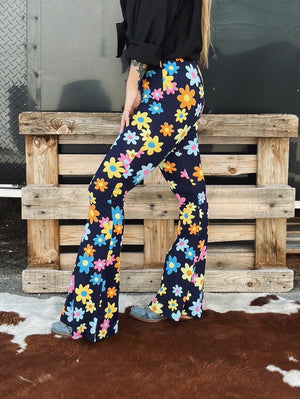 All That Retro Floral Print Flare Pants