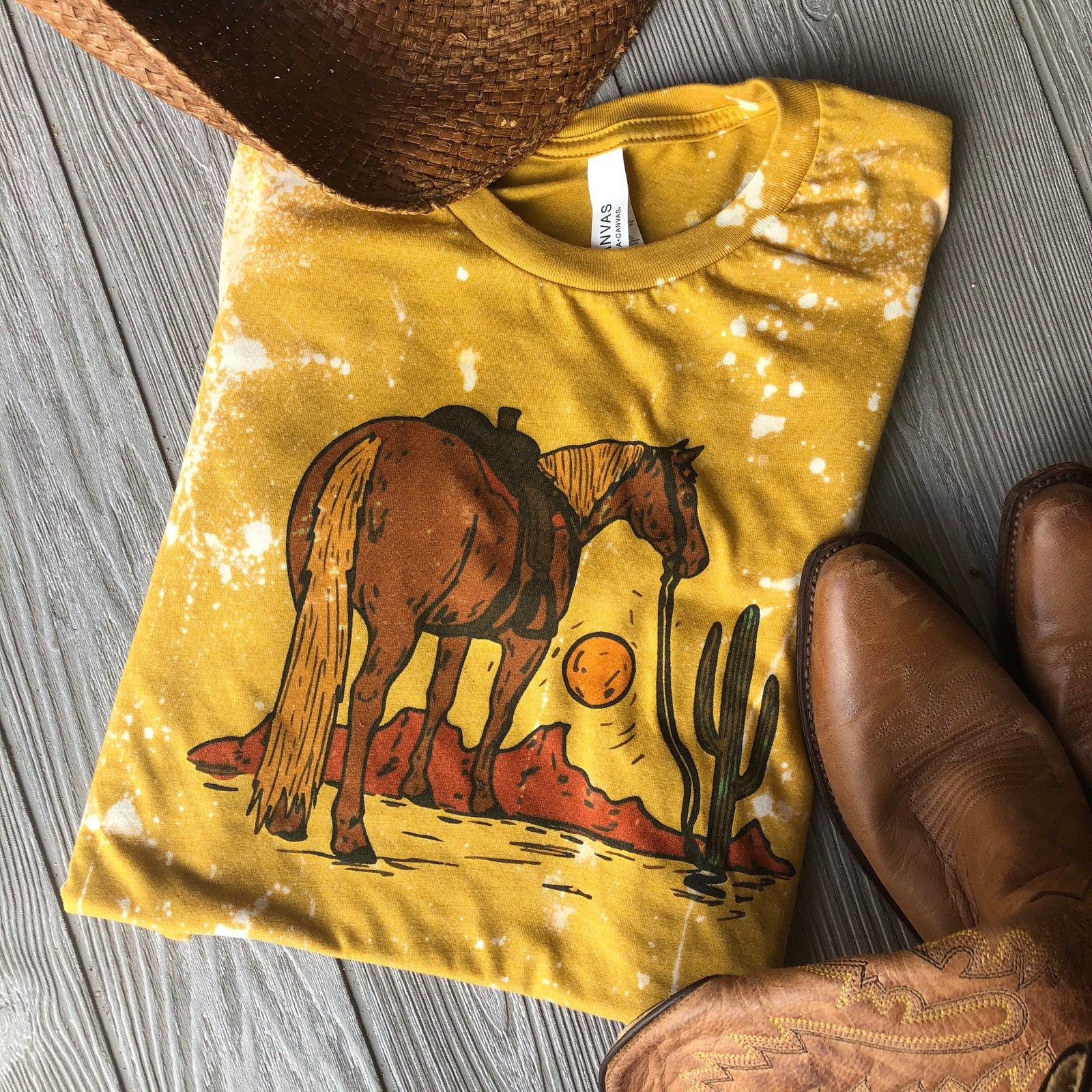 Great Wide Open Desert Sunrise Mustard Tie Dye Graphic Tee (made 2 order) LC