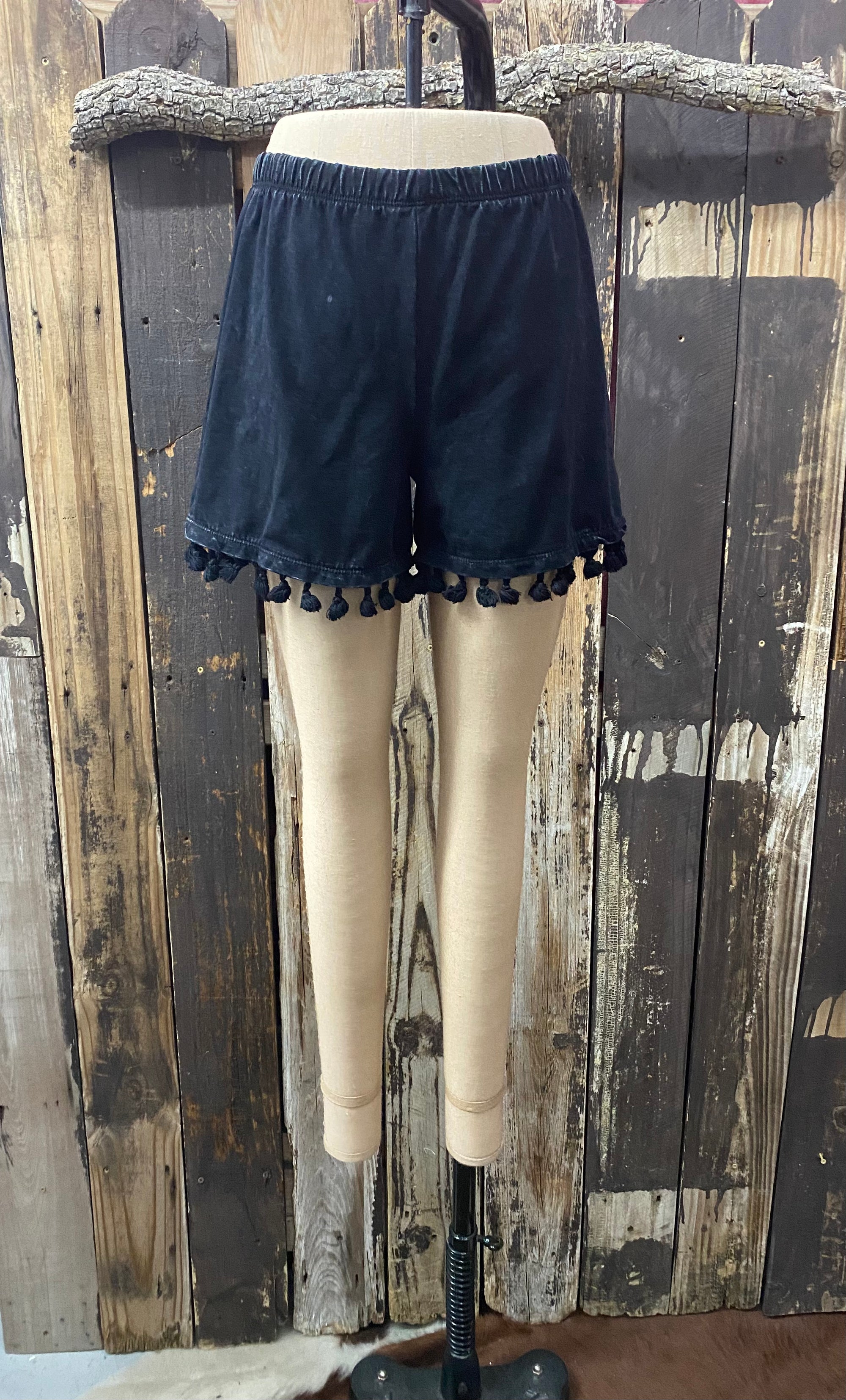 Mineral Wash Pom Black Shorts  ~ Size S  ~ Queen Bee’s Closet #628