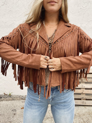 Honky Tonk Studded Suede Fringe Jacket