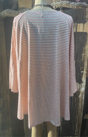 Red Striped Long Sleeve Top ~ Size XL ~ Queen Bee’s Closet #288