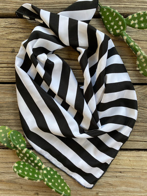Limited Edition Black & White Stripe Buck Wild Brand Mini Wild Rag ~ 22 Inch