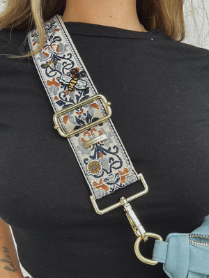 Strap On Embroidered Purse Straps ~ GOLD HARDWARE - Lil Bee's Bohemian