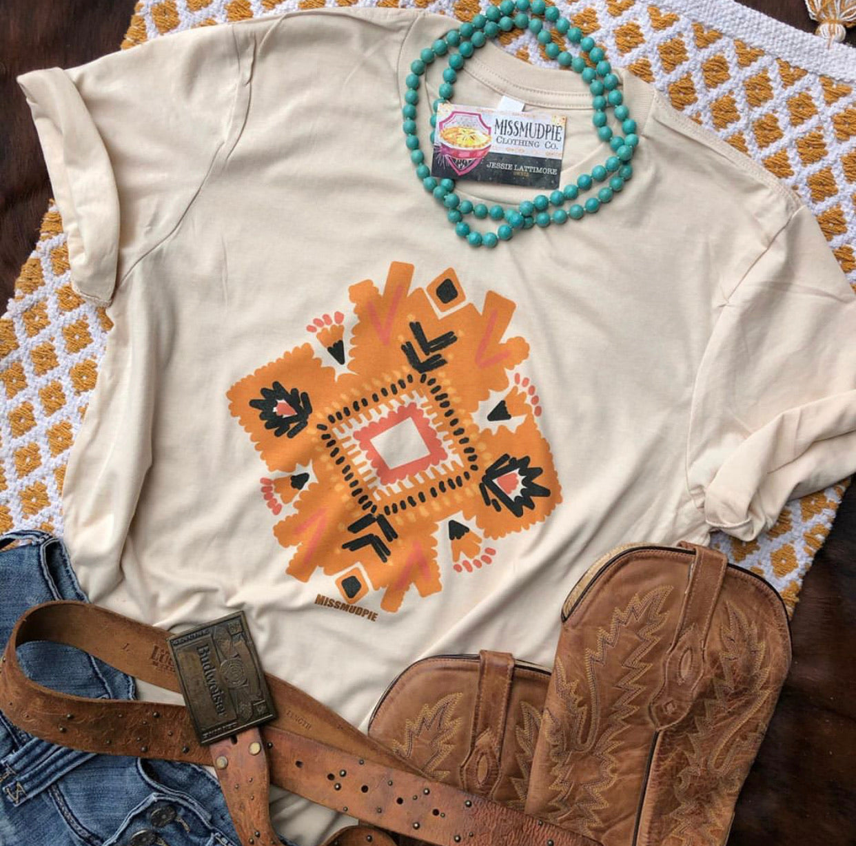 Baha Blaze Aztec Design Graphic Tee (made 2 order) LC