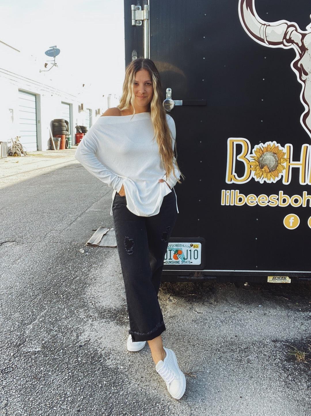 Lay Off Solid Long Sleeve Off The Shoulder Top - Lil Bee's Bohemian