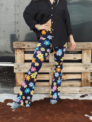 All That Retro Floral Print Flare Pants
