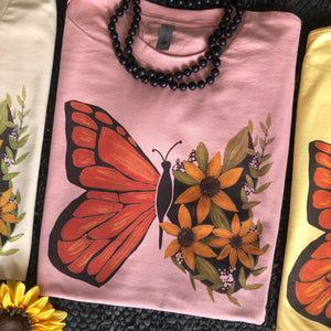 Retro Monarch Vintage Floral Butterfly Graphic Tee (made 2 order) LC