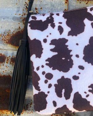 MOOney Shaker Fuzzy Cow Puncher Print Festival Bag