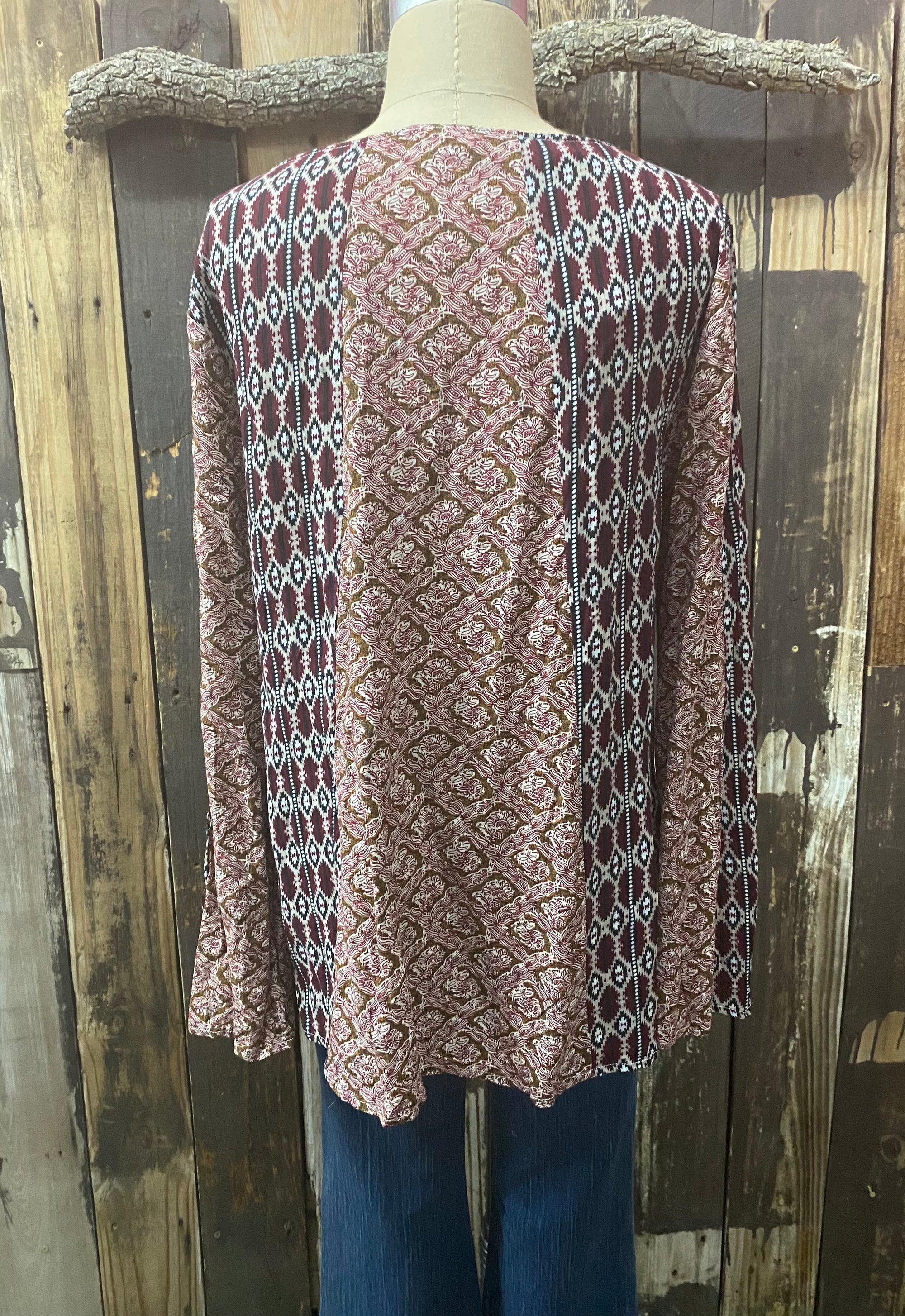 Long Sleeve Strappy Front Tunic ~ Size L  ~ Queen Bee’s Closet #669