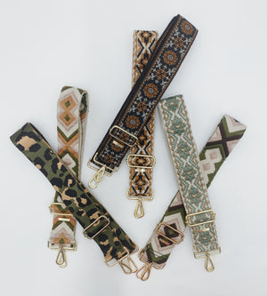 Strap On Embroidered & Printed Purse Straps ~ GOLD HARDWARE