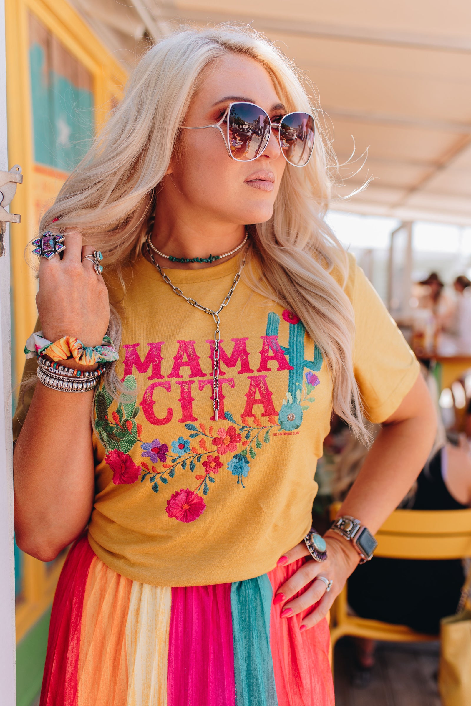 Mama Cita Mustard Floral Cactus Graphic Tee (made 2 order) LC