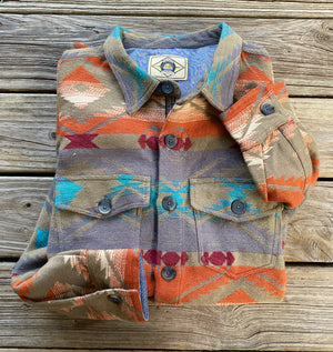 Men's Southwestern Print Button Up Heavy Shirt Jacket ~ (DS)