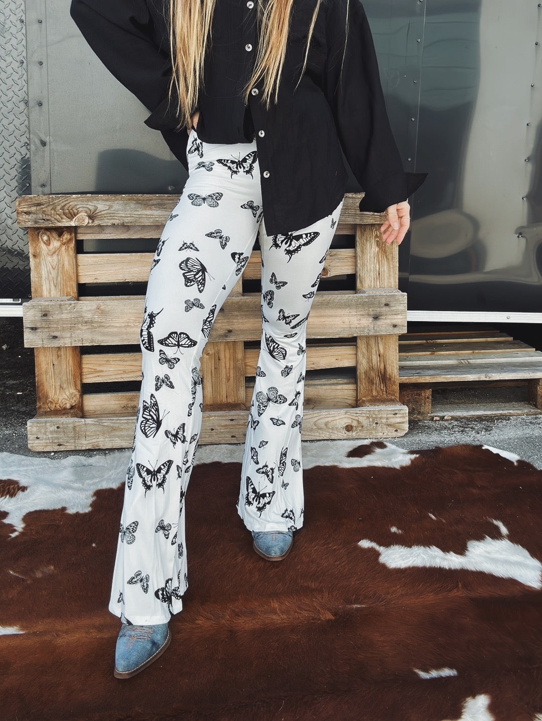XBTCLXEBCO Bell Bottom Flare Pants for Women Boho Floral