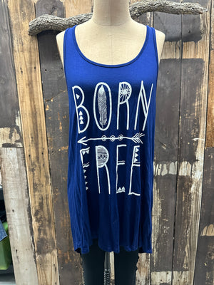 Born Free Blue Tank~ Size XL  ~ Queen Bee’s Closet #734